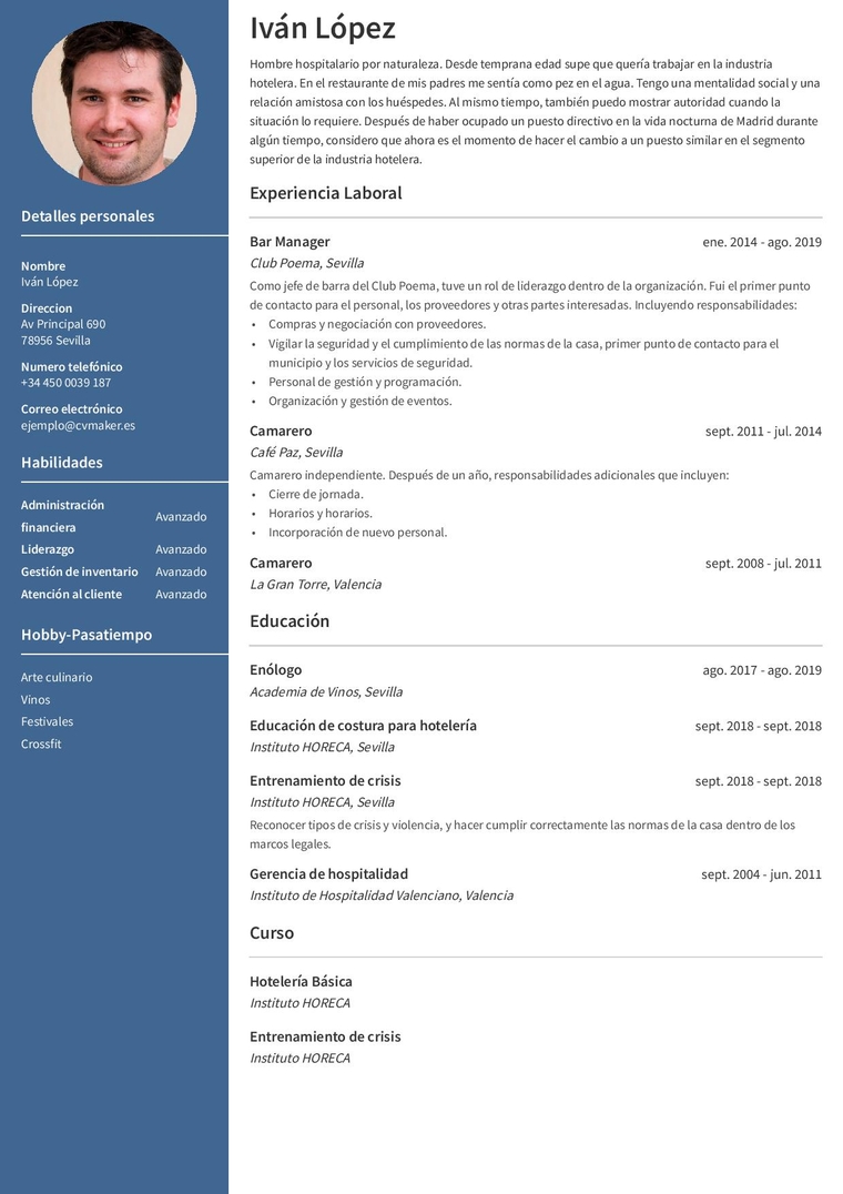 Ejemplo de currículum moderno Ejemplo de currículum moderno