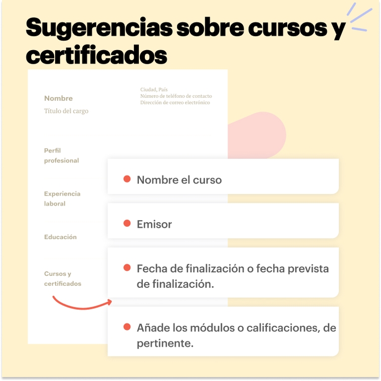 Sugerencias sobre cursos y certificados