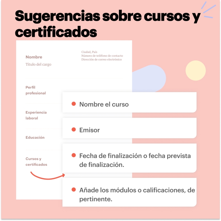 Sugerencias sobre cursos y certificados Sugerencias sobre cursos y certificados