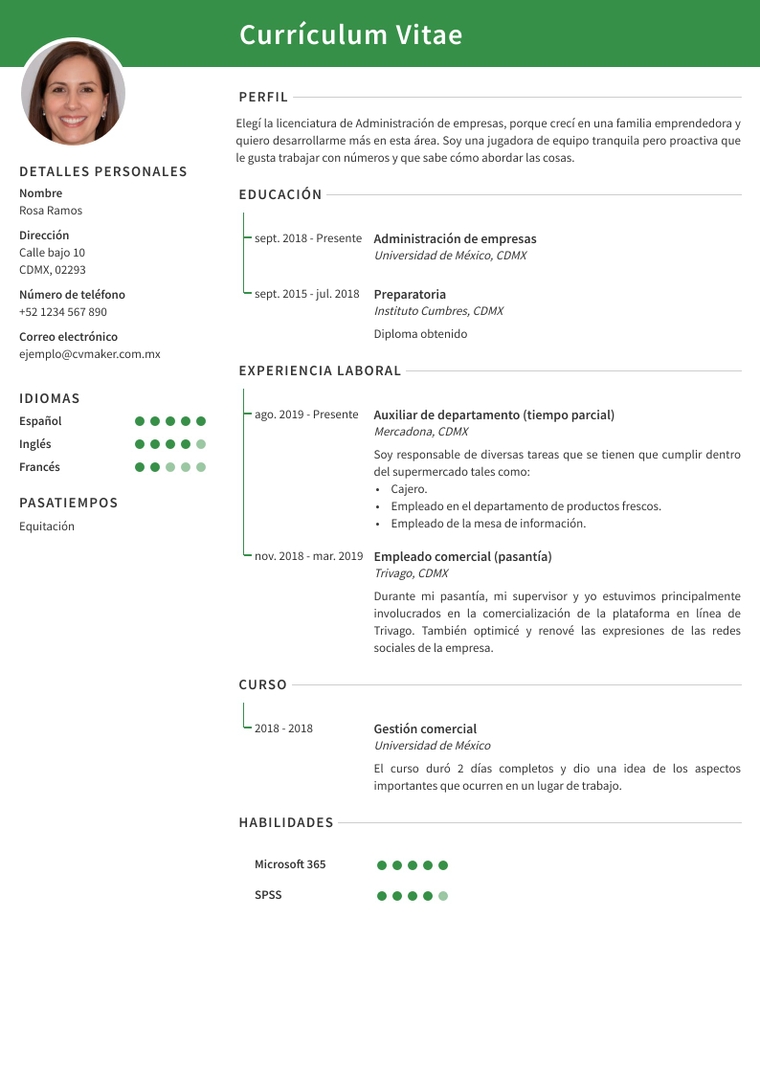 CV de ejemplo - pasante CV de ejemplo - pasante