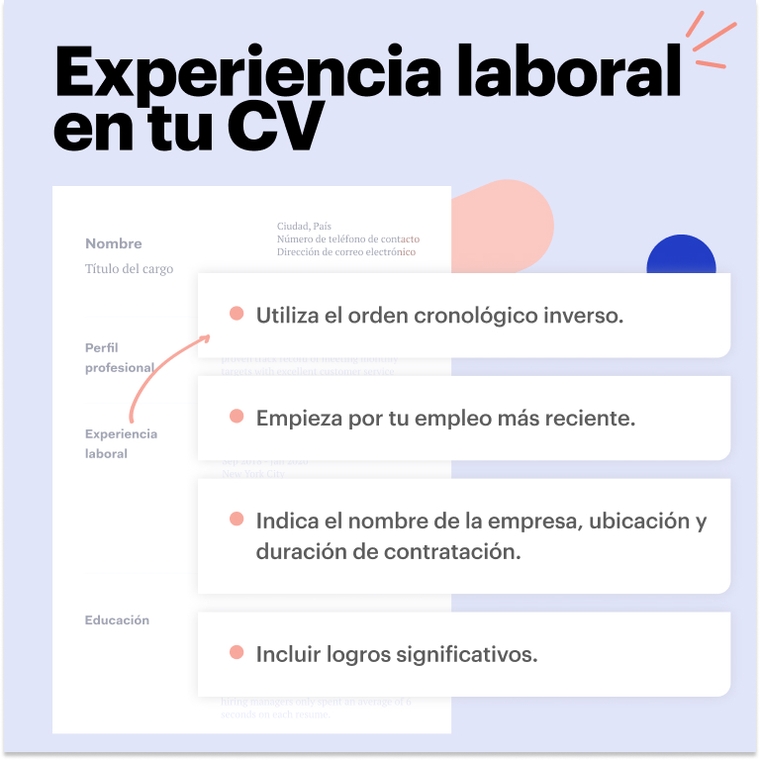 Experiencia Laboral en to CV