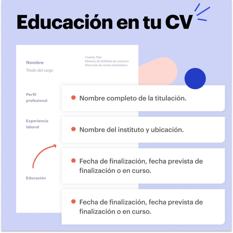 Educación en un CV